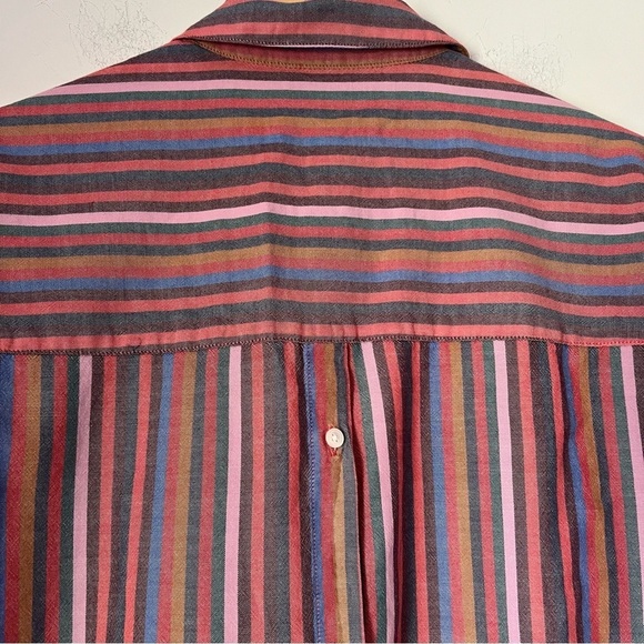 Madewell Courier Button Back Shirt Rainbow Mulled Wine Smith Stripe Contemporary - Picture 9 of 13